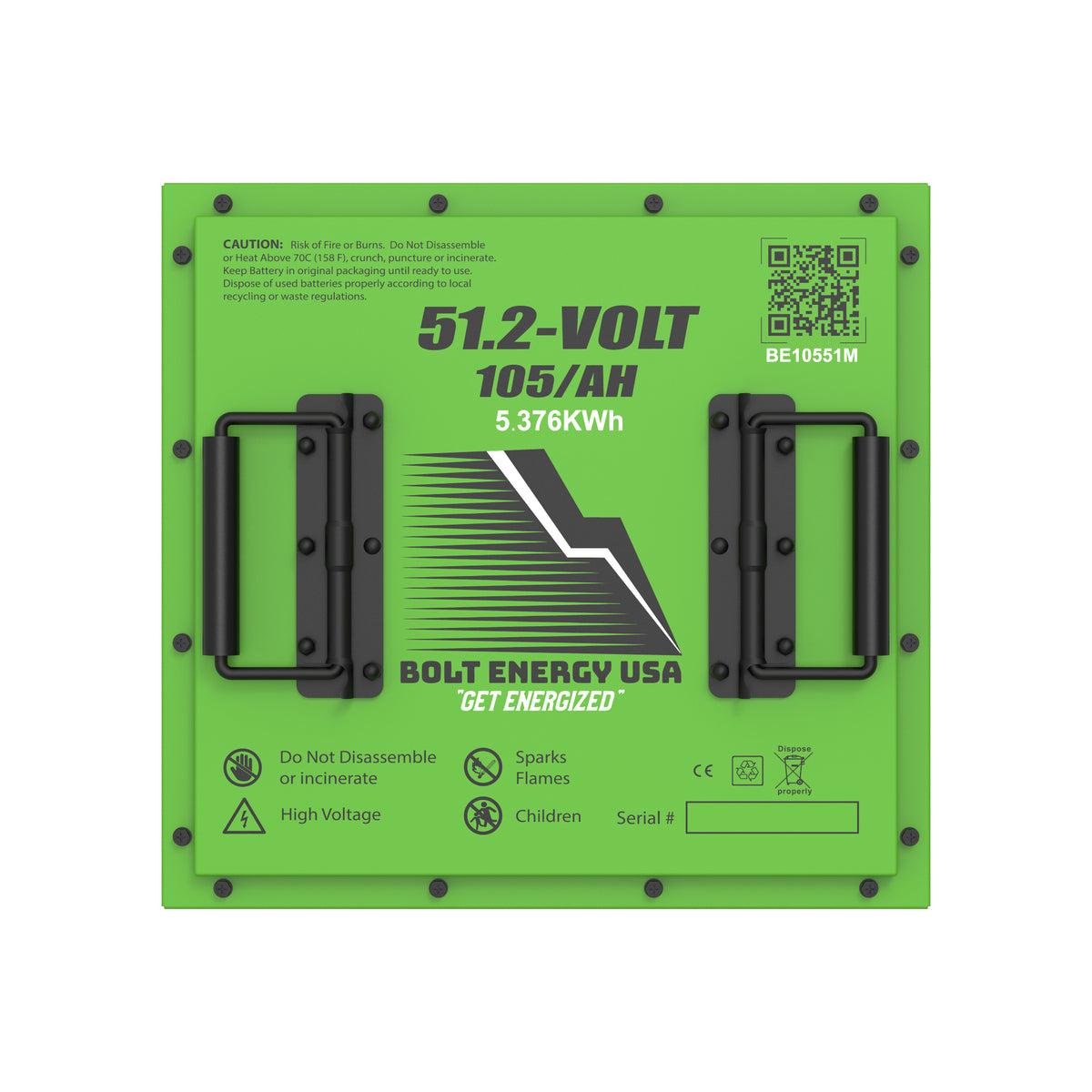 Kit de batería profesional cuadrada Bolt Energy de 51 V y 105 Ah