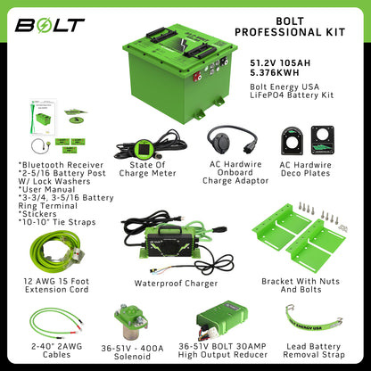 Kit de batería profesional cuadrada Bolt Energy de 51 V y 105 Ah
