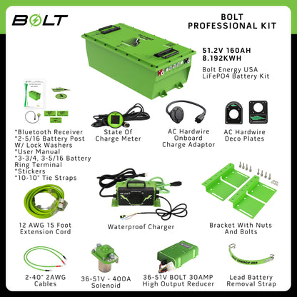 Kit de batería profesional Bolt Energy de 51 V y 160 Ah