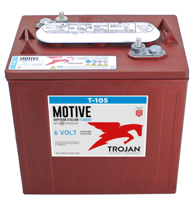 Batería de ciclado profundo de 6 volts 225a, T-105, marca Trojan